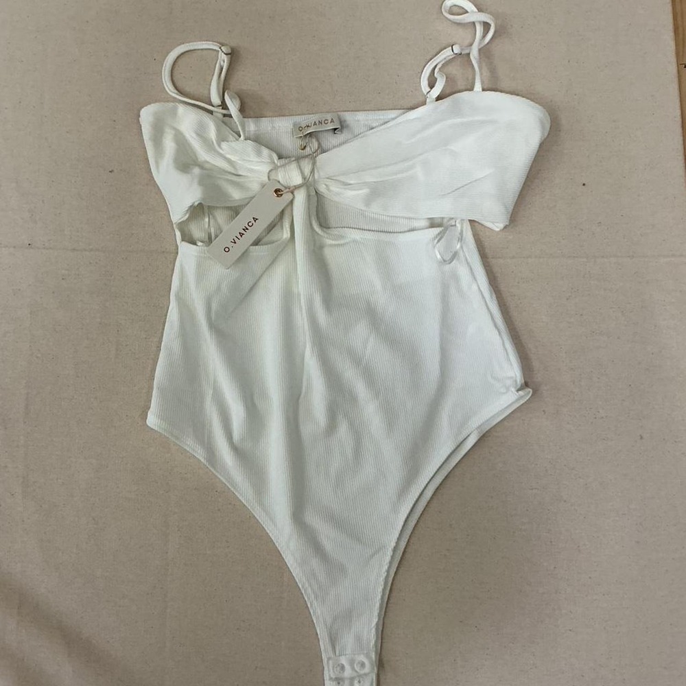 O.Vianca white ribbed bodysuit